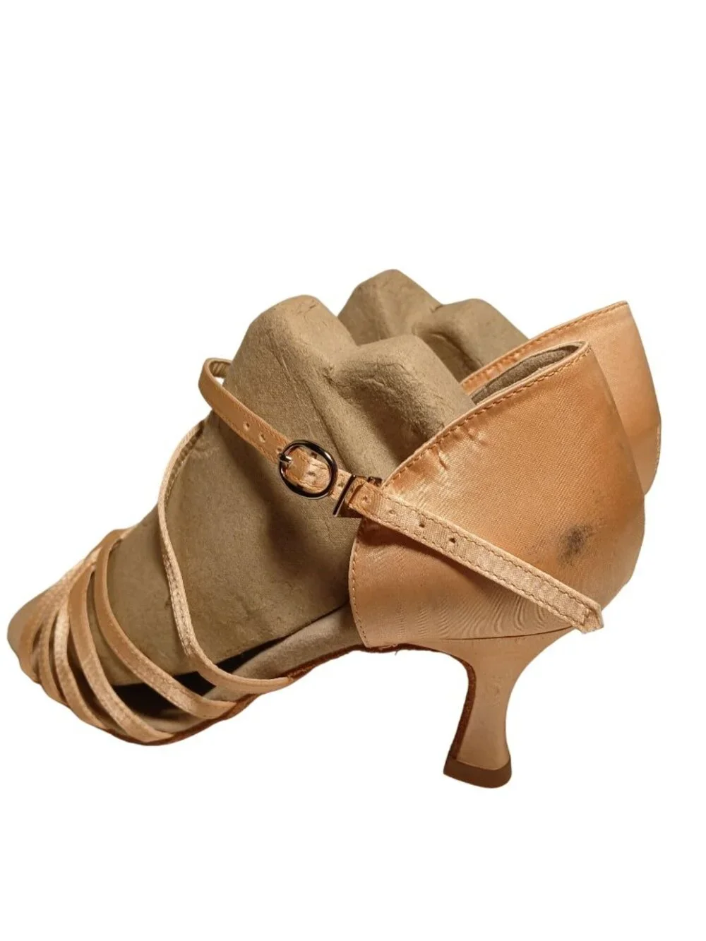 Capezio Julia Satin Strappy Ballroom Dance Heel Latin Shoes Open Toe Heels 8W - Picture 5 of 16